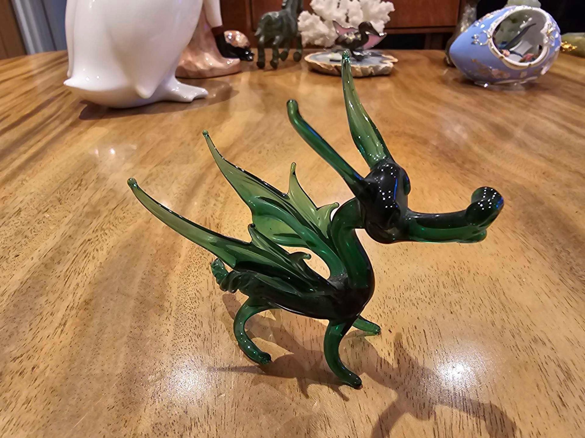 A Blown Glass Dragon Figurine Green Coloured Glass - Image 3 of 3