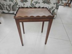 A Scalloped Edge Side Table Raised On Square Tapering Legs 42 X 32 X 52cm
