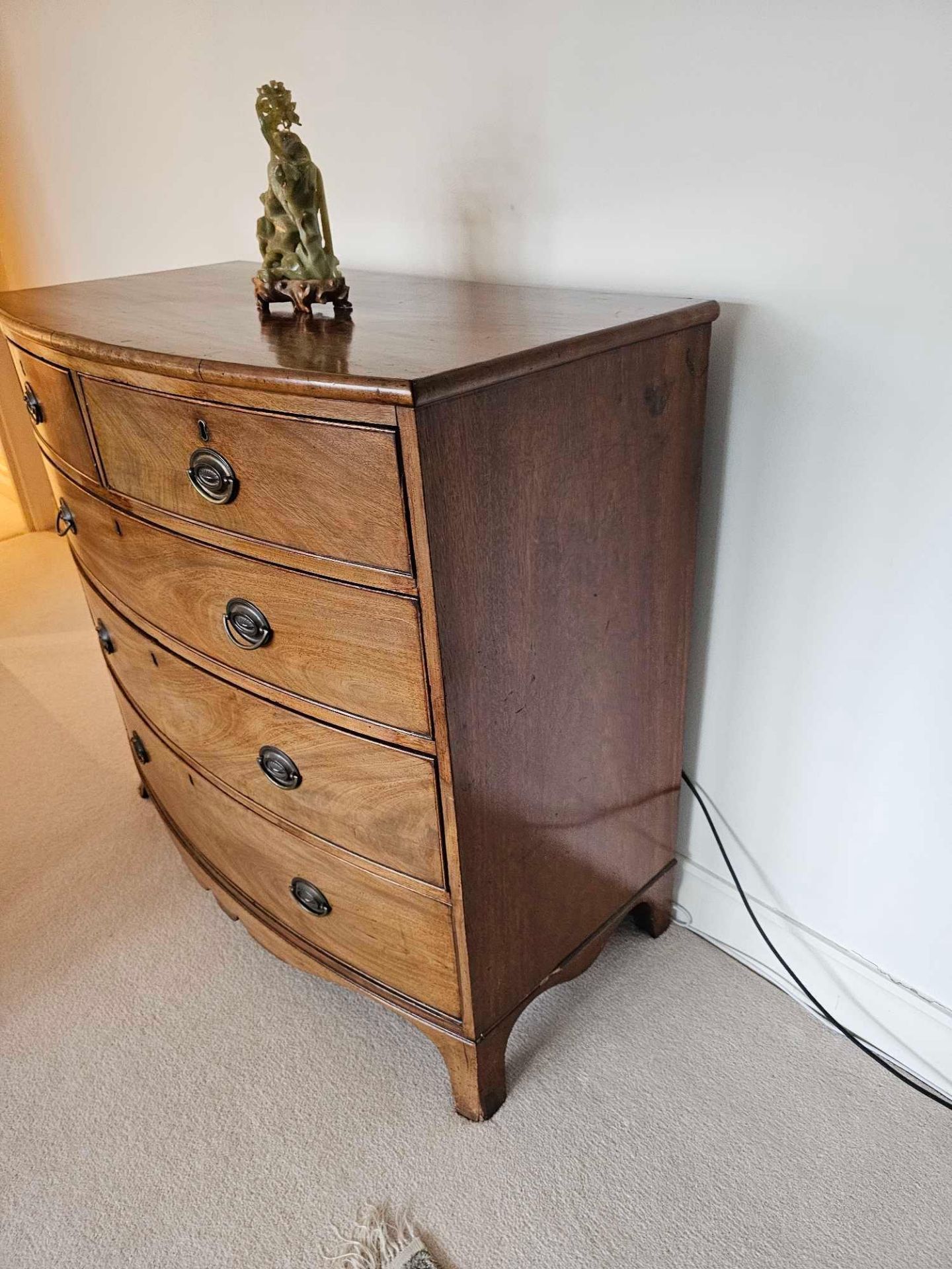 A Late George III Mahogany Bow Front Chest Of Drawers, The Two Short And Three Long Drawers Over - Image 3 of 6