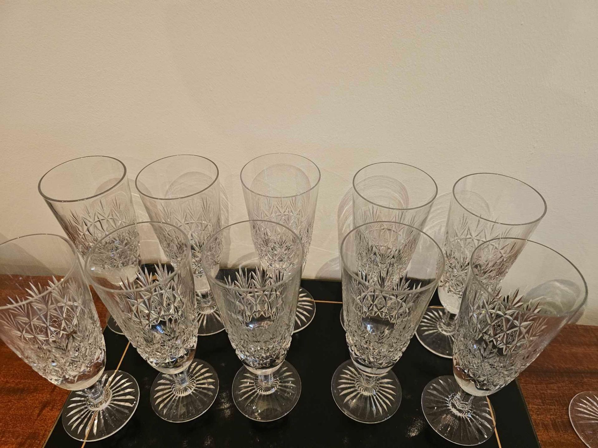 A Set Of 11 X Stuart Crystal Wine Flutes 16.5cm - Image 2 of 5