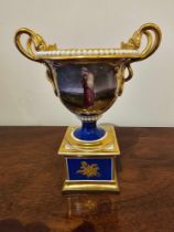 A Sevres Style Porcelain Cobalt And Gold Painted Urn Inscribed Under The Task Cowper