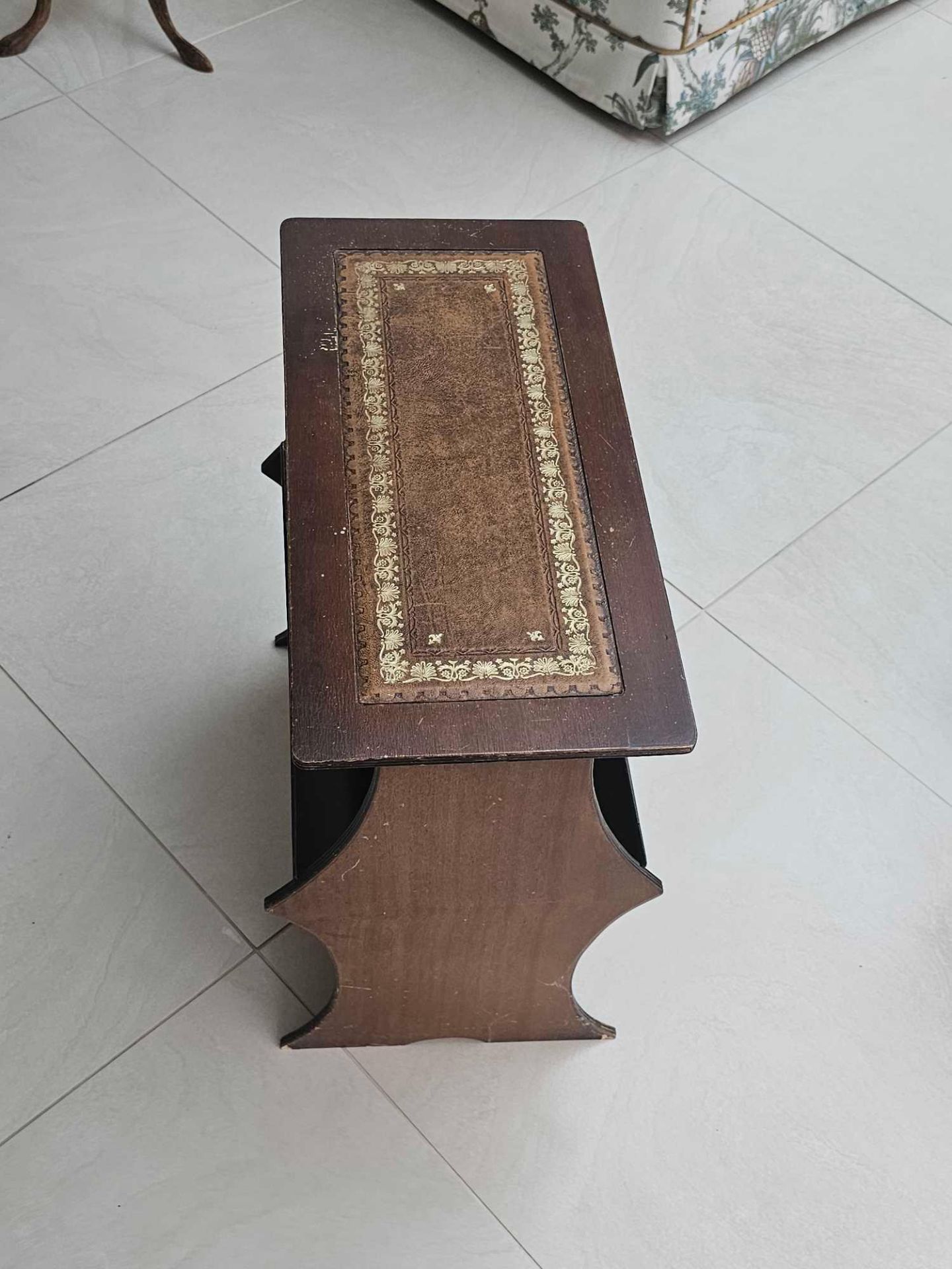A Mahogany Magazine Stand And Rack With Leather Inlay Top A Small Table With Shaped Sides And - Image 4 of 4