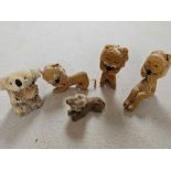 5 X Various Vintage 1960's Stuffed Toys In The Style Of Dream Pets Figurines As Photographed