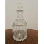 A Vintage Glass Cut Decanter With Stopper 26cm (A/F Slight Chip To Top)