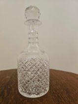 A Crystal Cut Bottle Form Decanter With Stopper 27cm