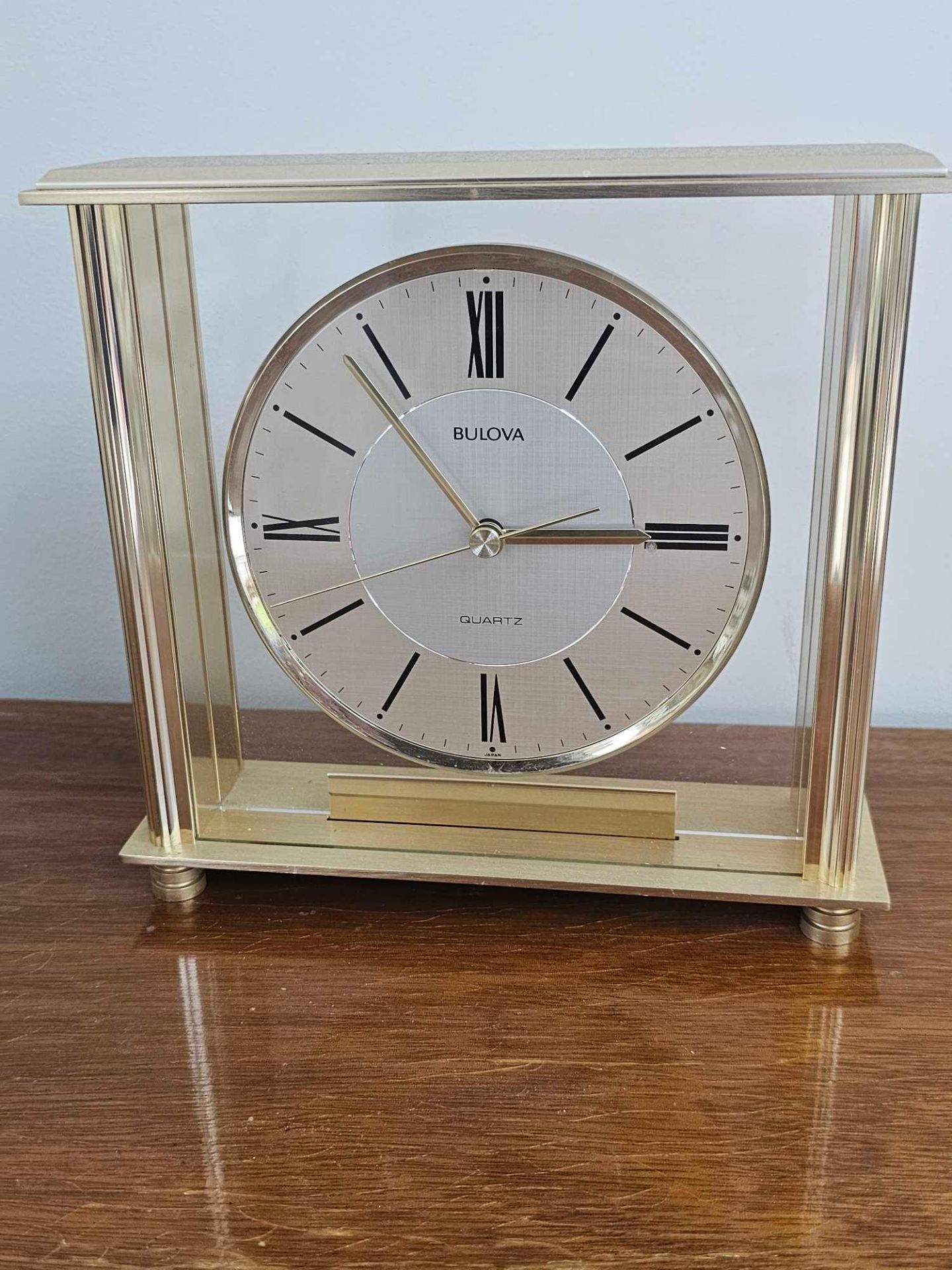 Bulova Grand Prix Executive Analog Quartz Brass Desk Clock B1700 T9 KW280 - Image 2 of 2