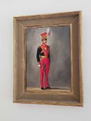 John Berry (1920 - 2009) Oil On Canvas Portrait Of An Officer Of The 12th Lancers 1820 Framed 37 X