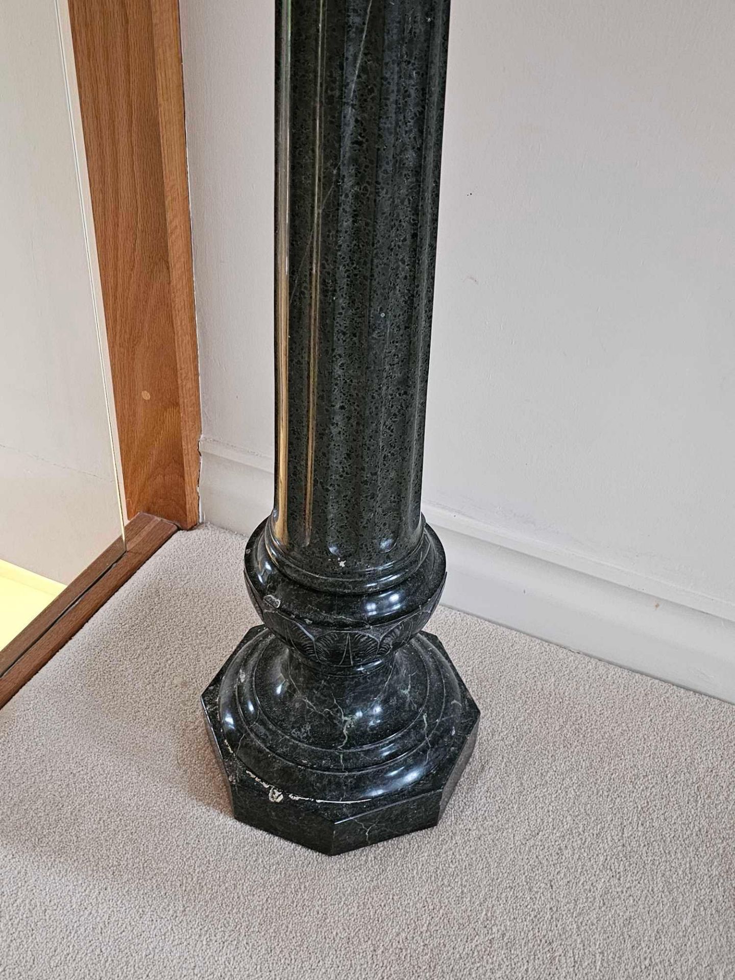 French Neoclassical Style Marble Pedestal Column The Circular Top On The Fluted Tapered Column And - Image 3 of 3