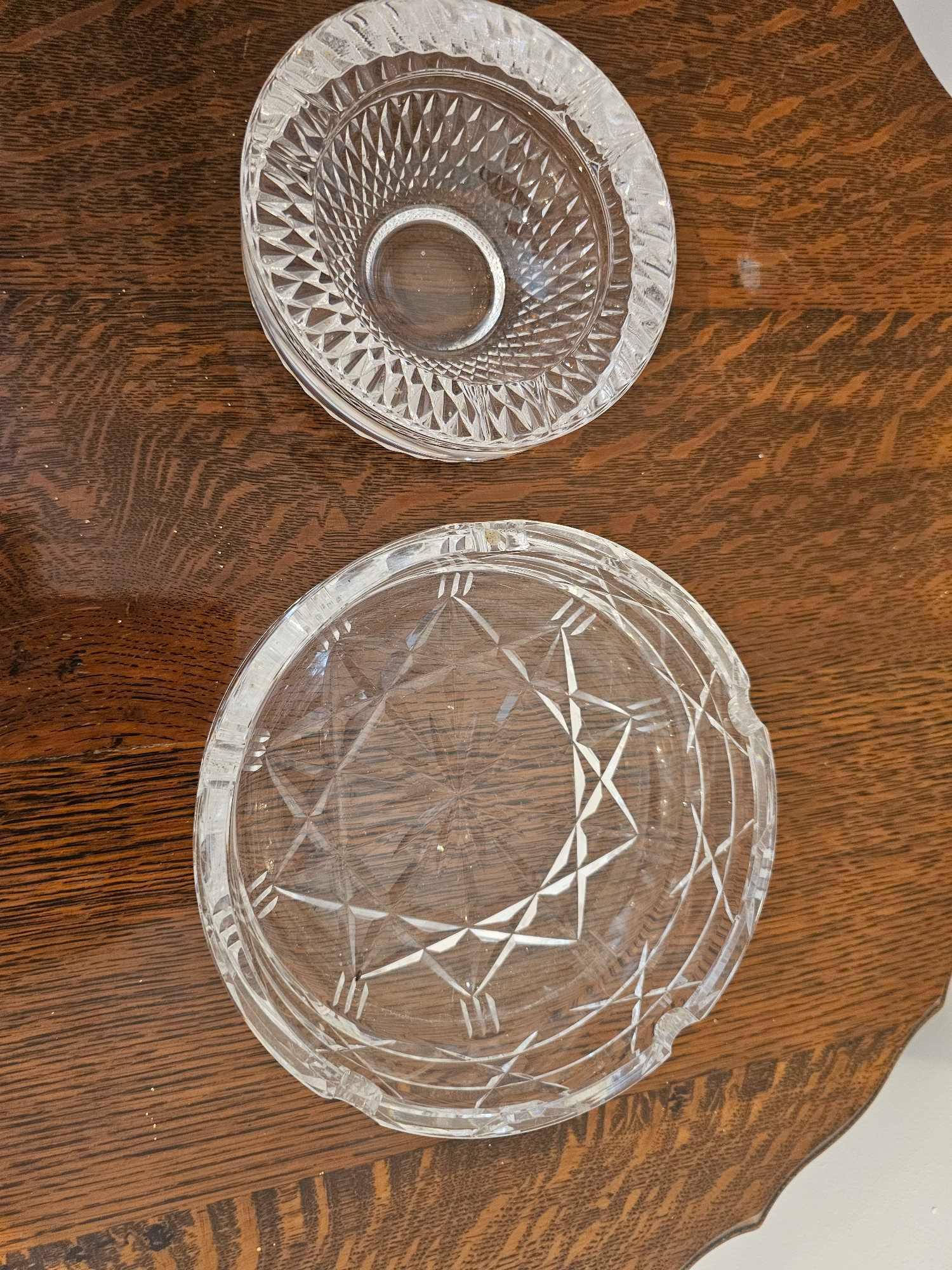 2 X Crystal Cut Ashtrays 13cm And 18cm Diameter - Bild 5 aus 5