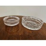 2 X Crystal Cut Ashtrays 13cm And 18cm Diameter