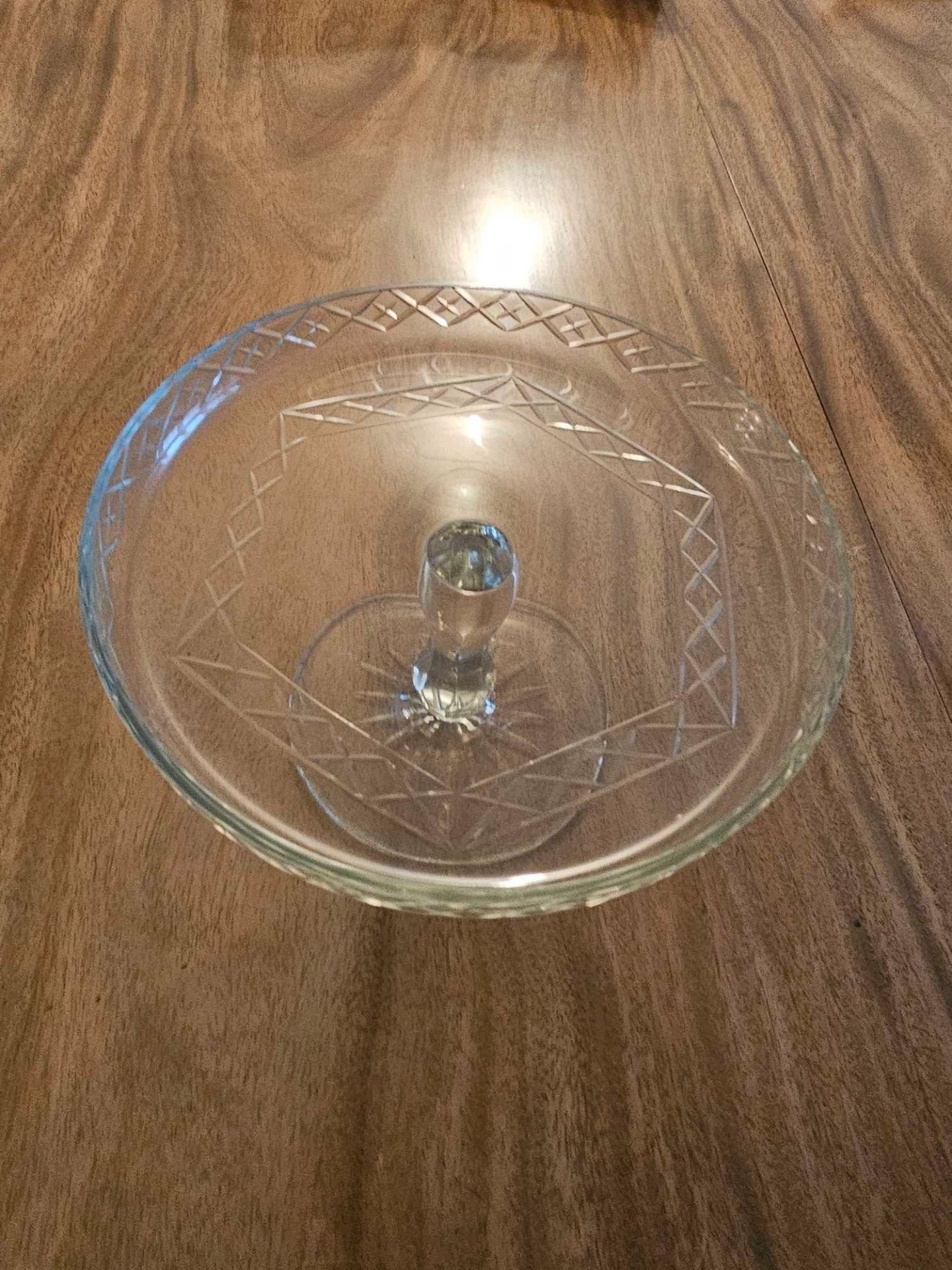 A Vintage Large Cut Glass Pedestal Fruit Bowl 22 X 13cm - Bild 3 aus 4