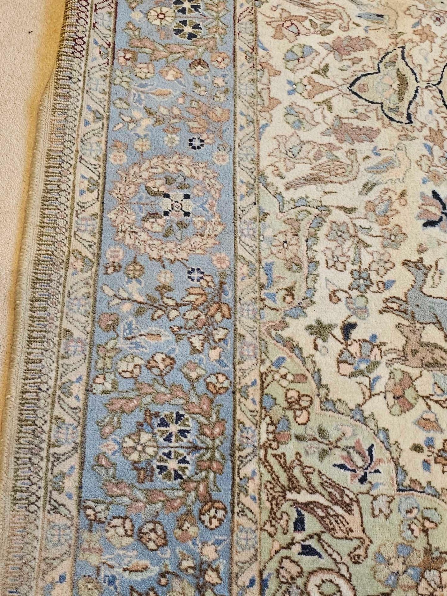 A Persian Patterned Rug The Ivory Field With Lozenge Medallions And Scrolled Spandrels With A - Image 5 of 6
