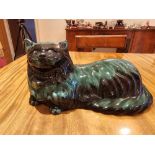 A Large Blue Mountain Pottery Cat Figurine | 1970s | Made In Canada