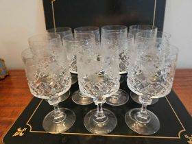 A Set Of 11 X Stuart Crystal Water Goblets 16cm