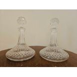 A Pair Of Waterford Crystal Lismore Ships Decanters 27cm Tall
