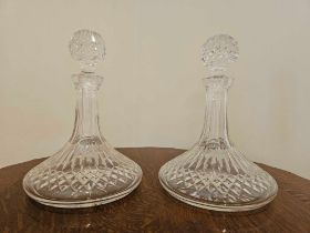 A Pair Of Waterford Crystal Lismore Ships Decanters 27cm Tall