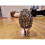 A Pierced Parcel Gilt Silver Novelty Easter Egg Attributed To Stuart Devlin, Hinged At The Waist