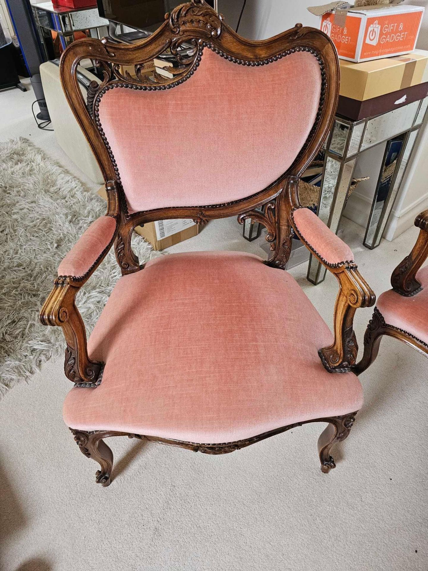 A French Walnut Salon Suite, A Two Seater Settee And A Pair Of Armchairs In The Louis XV Style - Bild 4 aus 8