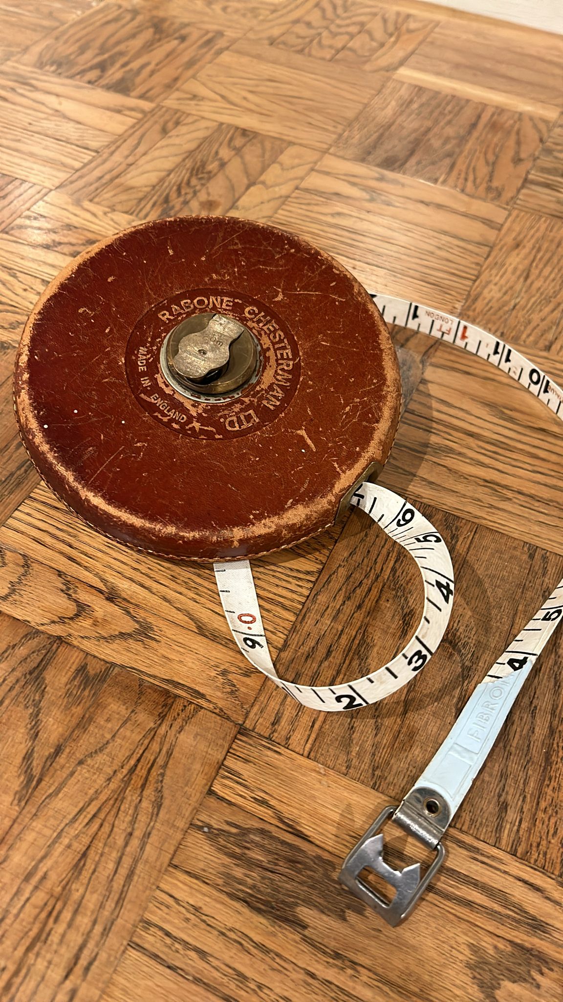 Rabone Chesterman Tape Measure Has A Standard Tape, A Brass Winder And A Solid Leather, Stitched