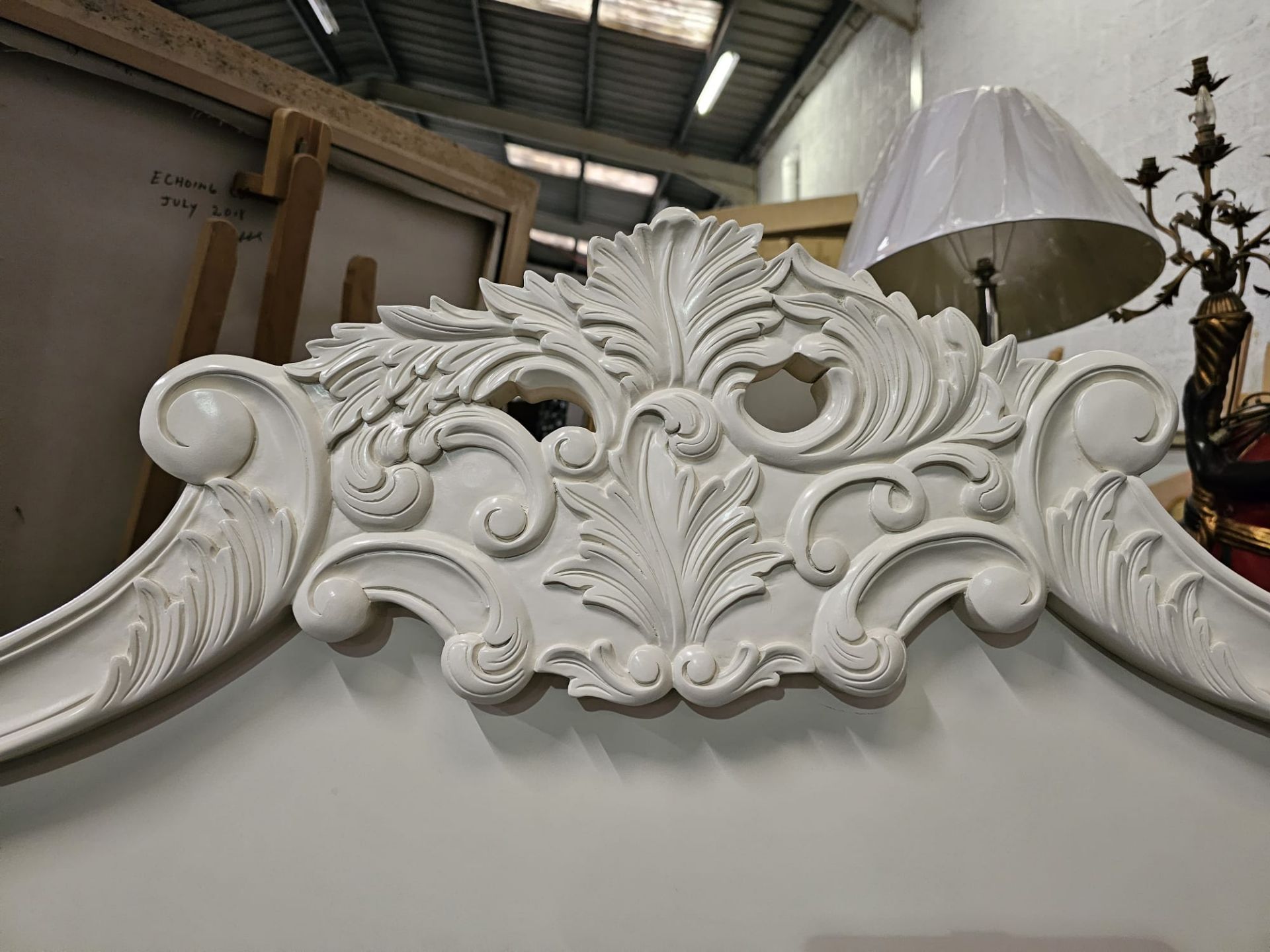 A Louis style white painted headboard 196 x 144cm - Image 5 of 6