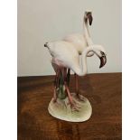 A Fine Pair Austrian Art Deco Hand Painted Pottery Figures Of Flamingos By Keramos Of Wien And