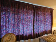 A Pair Fo Patterned Curtains Mauve And Blue Geometric Pattern Span 380 X 180cm