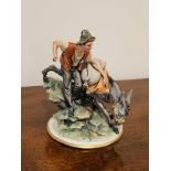 A Capodimonte Porcelain Italy Figurine Of A Man With A Donkey