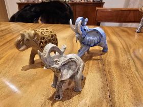 A Collection Of 3 X Various Elephant Figurines As Per Photograph