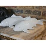 A Pair Andrea By Sadek Japanese Large 12" Koi Fish Porcelain Figurine Sculpture