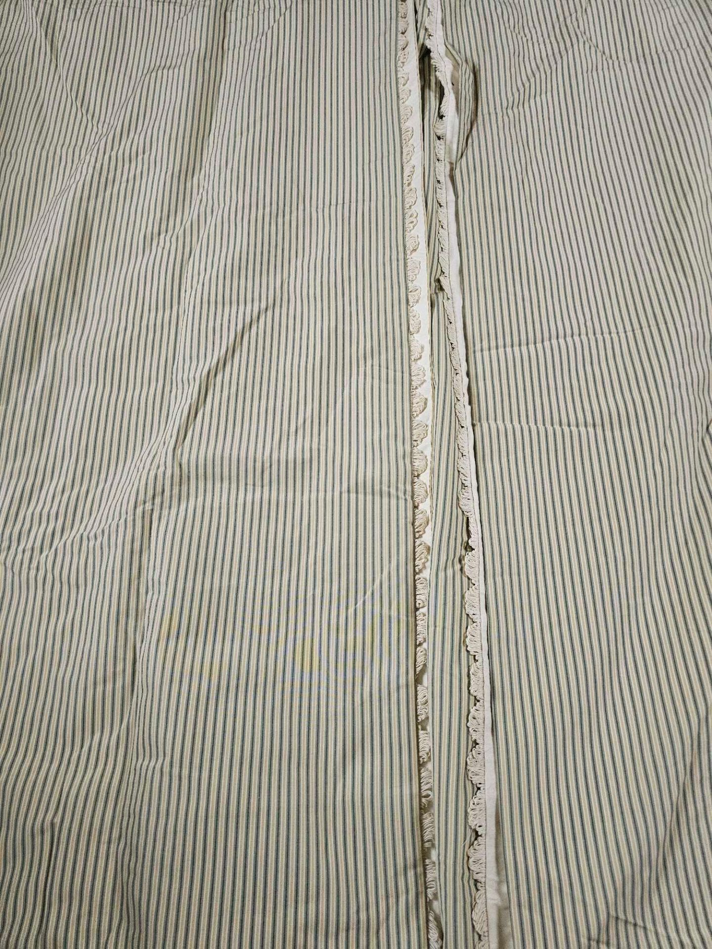 4 X Panels Of Manuel Canovas Fabrics (France) Cotton Mix Ottavio Pattern Green And Gold Striped Each - Image 2 of 4