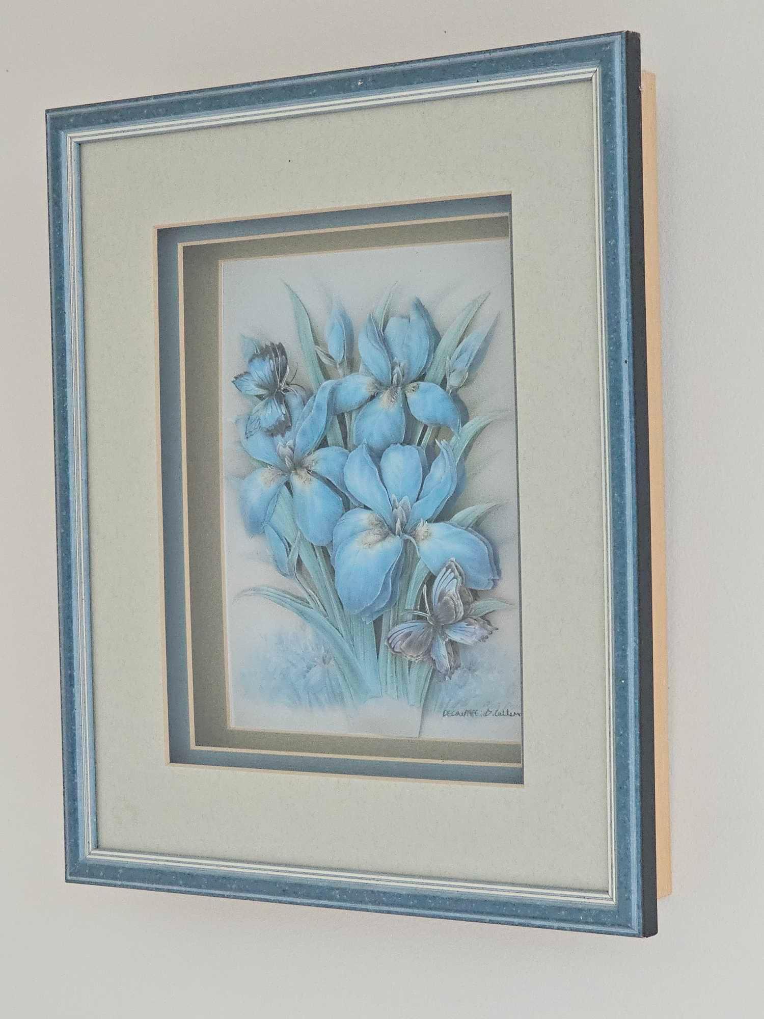 Rob Pohl (1917-1981) Decoupage 3D Flower Picture Within Shadow Box Signed 28 X 33cm