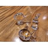 A Collection Of 3 X Swarovski Miniature Crystal Objets ( All With Faults)