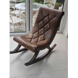 A Regency Style Rocking Chair, Tufted Leather With Stud Pin Detailing On A Hardwood Rocker Frame