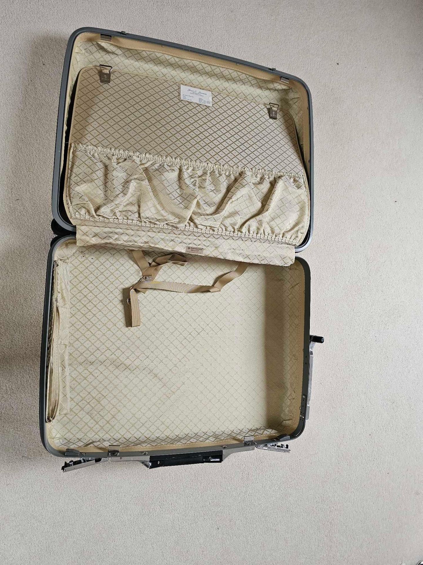 A Vintage 1960s Samsonite Silhouette Hard Shell Luggage Suitcase With Liner Intact
