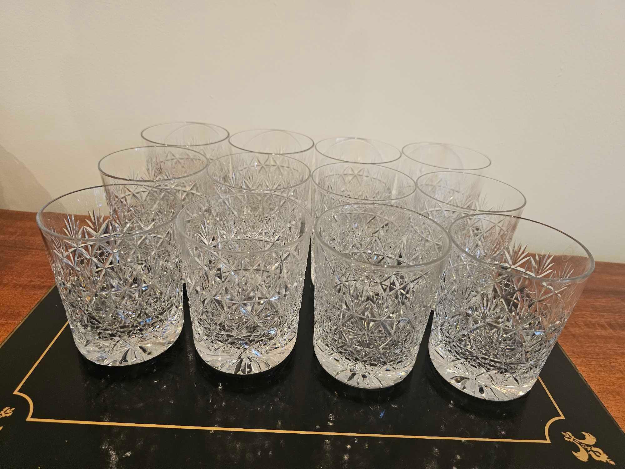 A Set Of 12 X Thomas Webb Crystal Tumblers 9cm Tall