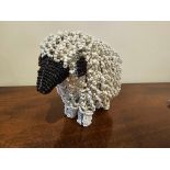 Handmade Beaded Wire Sheep Figurine