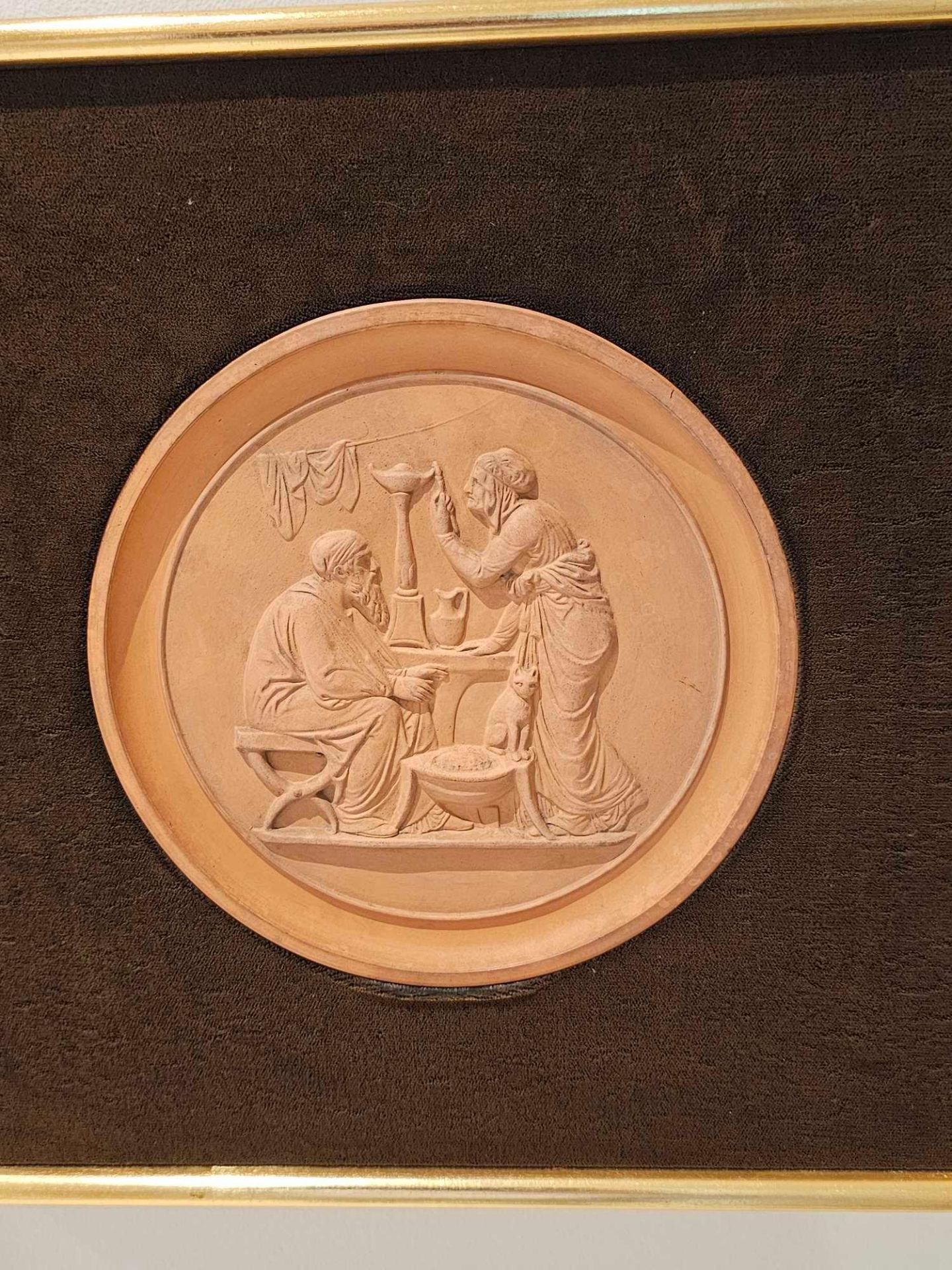 A Set Of 2 X Framed Victorian Red Earthenware Roundels Cast In Relief With Allegorical Scenes - Image 3 of 5