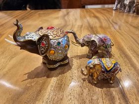 A Collection Of 3 X Various Elephant Figurines As Per Photograph