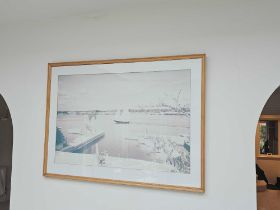 A Framed Photoprint A Marina With Sailing Boat 107 X 77cm