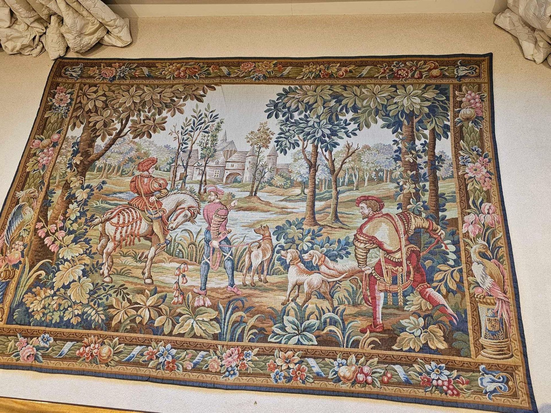 Tapisserie Point d'Halluin. Reproduction Tapestry 3145 Retour De Chasse Tapestry Depicting A Late - Image 2 of 4