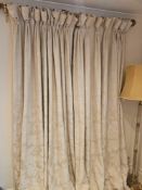 A Pair Of Fully Lined Embossed Pencil Pleat Cream Drapes With A Beaded Passementerie Span 160 X
