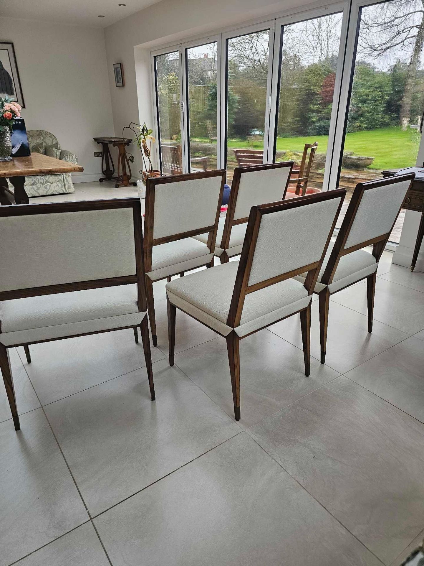 Tracey Boyd Reform Side Chairs Upholstered In Madison Dove X 4 Complete With A Armchair To Match - Image 5 of 5