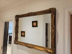 A Gilt Metal Overmantel Mirror 100 X 74cm