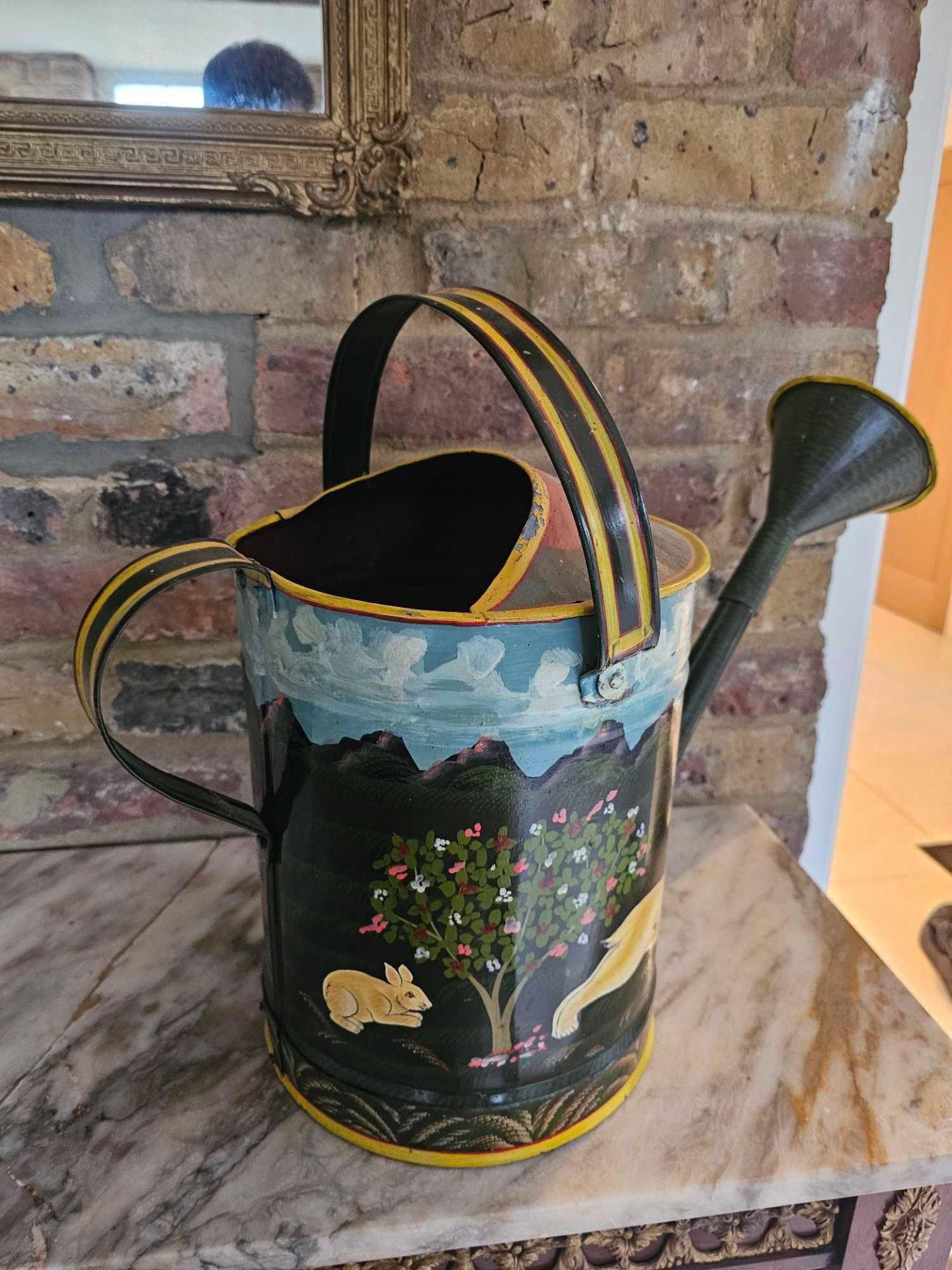Vintage Bargeware Large Hand Painted Watering Can - Image 2 of 3