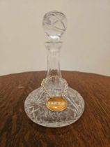A Small Ship Style Crystal Decanter With Nightcap Plaque 17cm