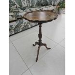A Mid Century Mahogany Circular Tripod Wine Table 30cm Diameter X 50cm High