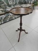 A Mid Century Mahogany Circular Tripod Wine Table 30cm Diameter X 50cm High