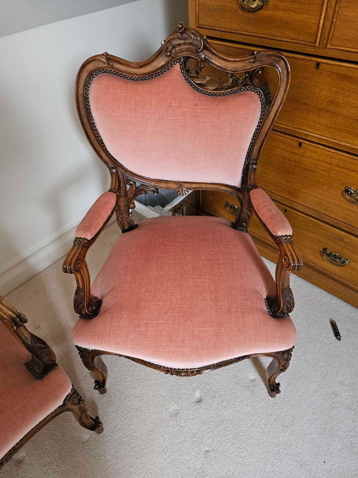 A French Walnut Salon Suite, A Two Seater Settee And A Pair Of Armchairs In The Louis XV Style - Bild 5 aus 8