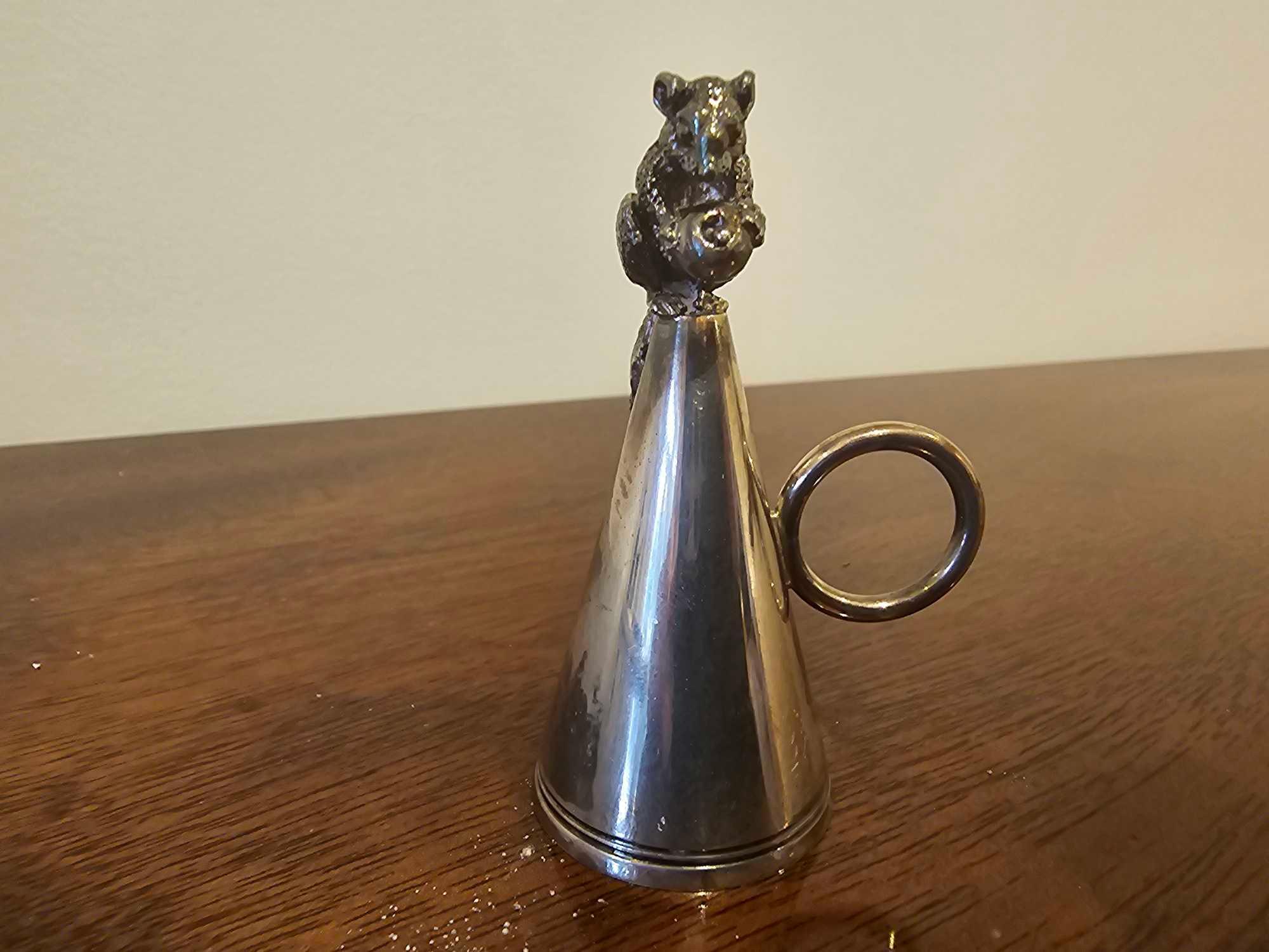 Silver Candle Snuffer With Mouse Decoration London Assay Marked