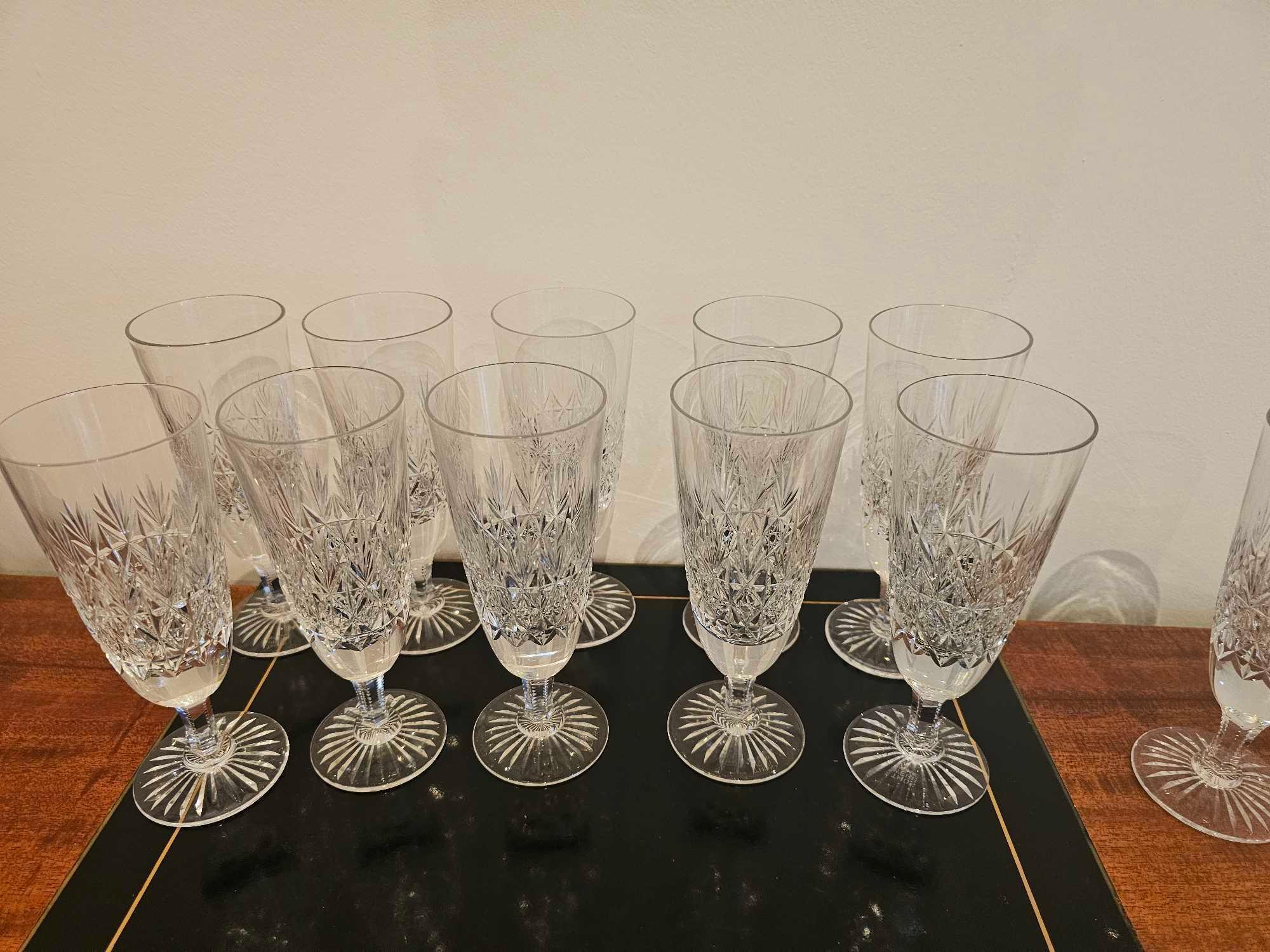 A Set Of 11 X Stuart Crystal Wine Flutes 16.5cm - Image 3 of 5